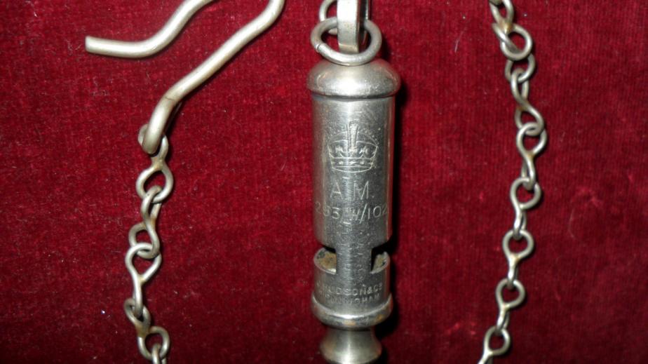 WW2 RAF Ditching Whistle & Chain