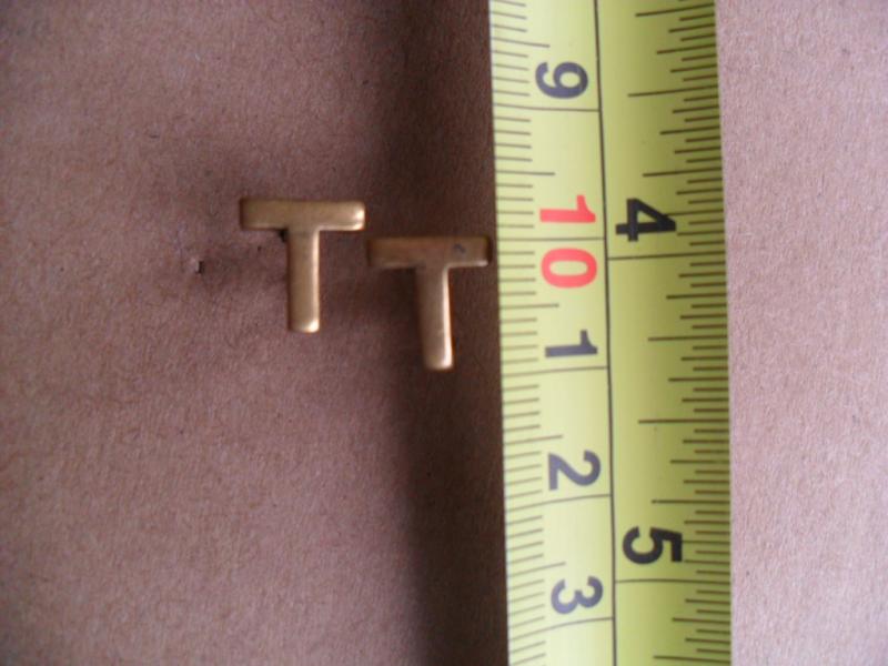 WW1 Territorial Small Brass `T` Collar Dogs