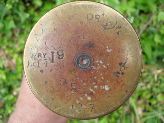 Inert WW1 British (Tank) 6 Pounder MkIII Brass Shell Case