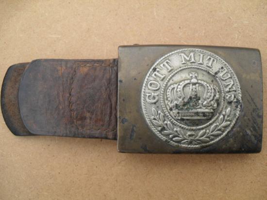 WW1 Imperial German Prussian Belt Buckle & Leather Tab 1912