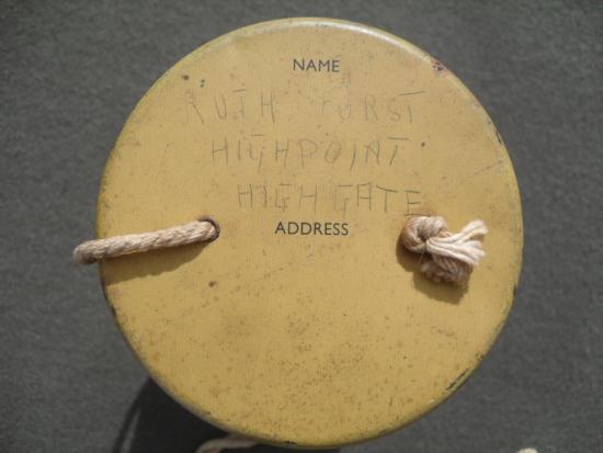 WW2 British Civilian Gas Mask Tin (Highgate, London Address)