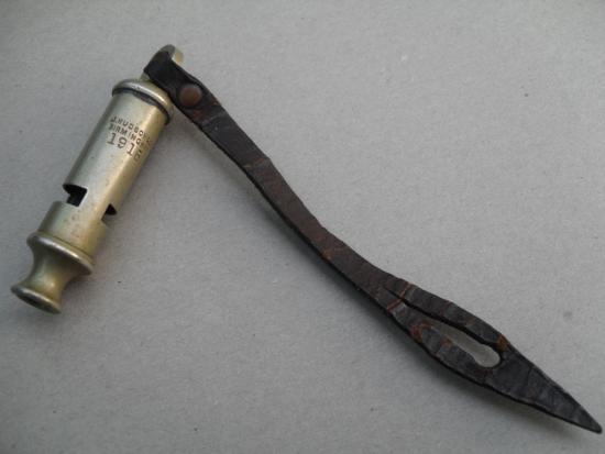 1915 Dated British Army Whistle With Leather Tab
