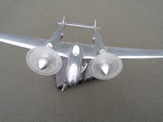 Vintage Chrome - Plated USAAF Lockheed P- 38 Lightning Fighter Aircraft Desktop Model