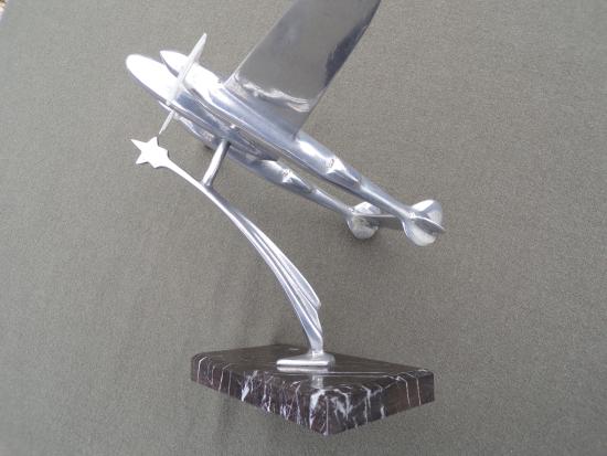 Vintage Chrome - Plated USAAF Lockheed P- 38 Lightning Fighter Aircraft Desktop Model