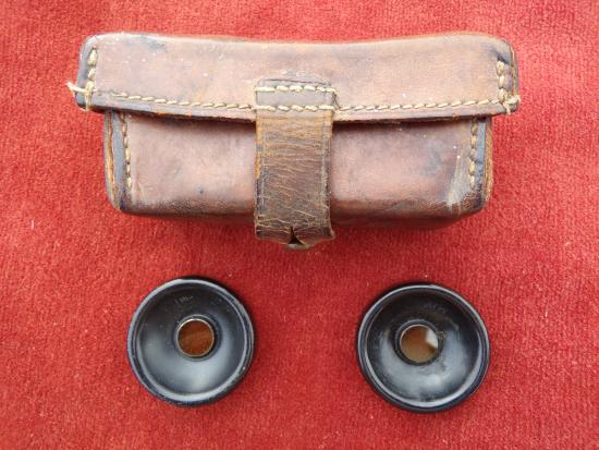 WW2 Glasses Moderating Binoculars No.1 Mk1 . Tinted Eye Caps In Leather Case