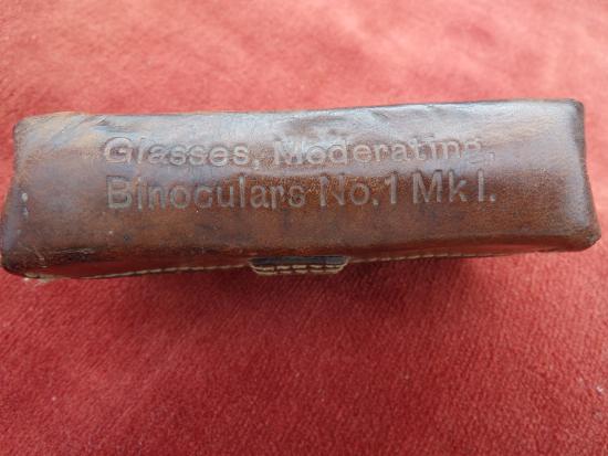 WW2 Glasses Moderating Binoculars No.1 Mk1 . Tinted Eye Caps In Leather Case